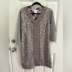 Gretchen Scott Designs Animal Print Split Neck Dress Size Large